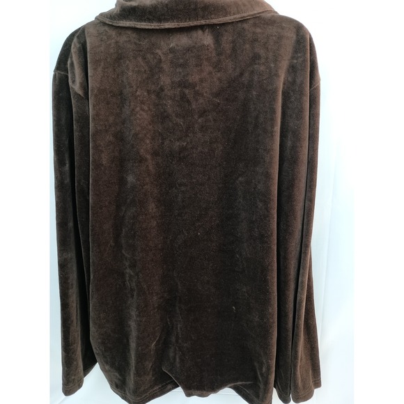 brown fall velvet gold embroidered floral zipup jacket plus size2X - Picture 7 of 7